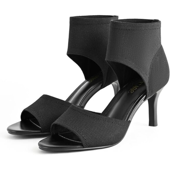 Women Black/2.7 in Ethylene Vinyl Acetate Wide Stretchy Stiletto High Heels - Picture 12 of 12